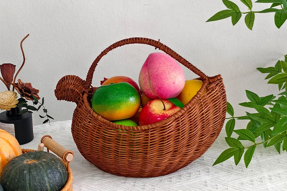 Hand fruits and eggs rattan storage basket with different shape-Basket Gem 1