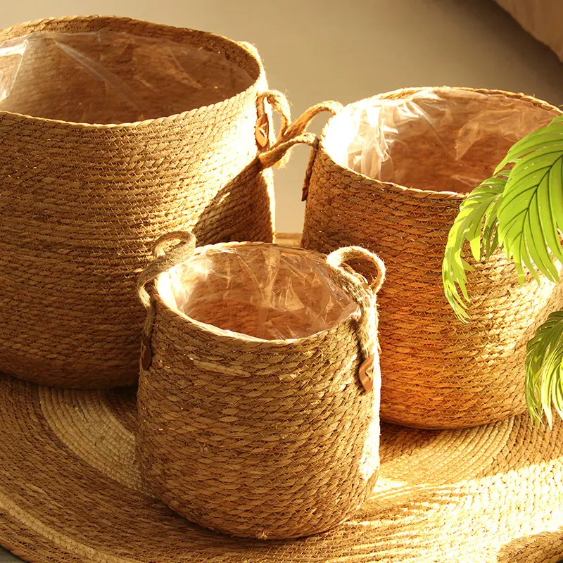 Wholesale Straw Plant Pot by BasketGem-1 2