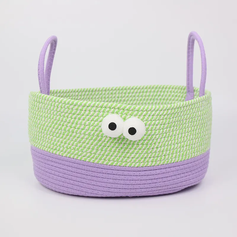 Cotton Rope Basket  Matching Color Design  Double Handle Design    Cartoon Shape Decoration-1 6