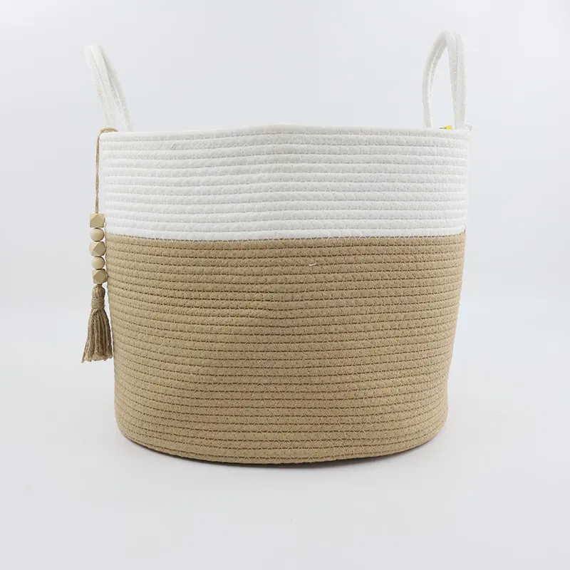 Cotton Rope Laundry Basket - - BasketGem-1 6