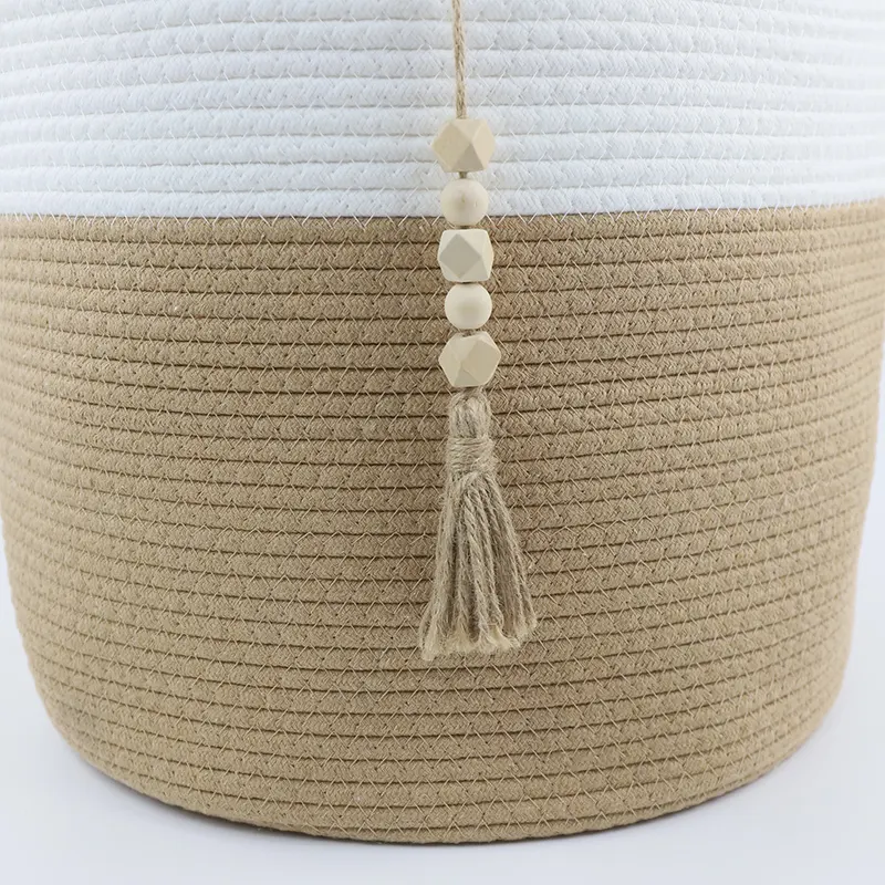 Cotton Rope Laundry Basket - - BasketGem-1 3