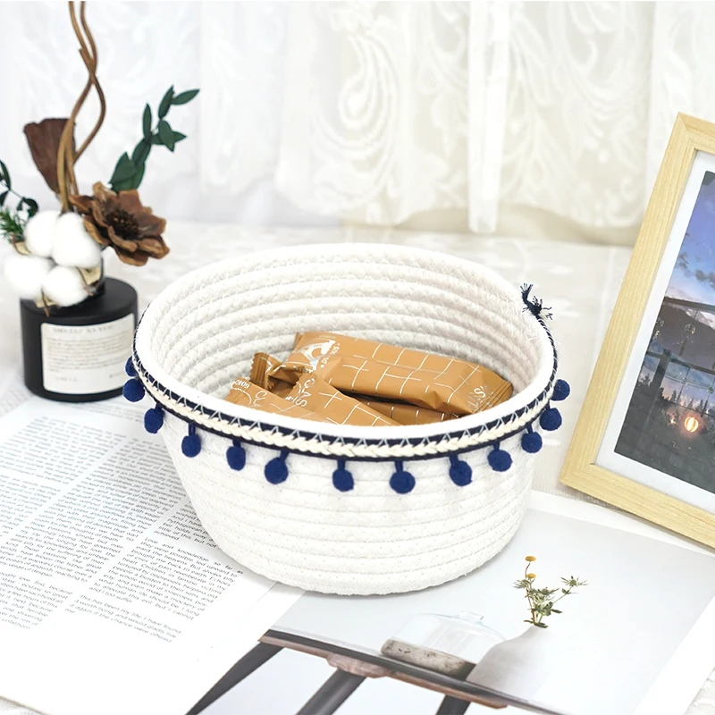 Cotton-woven storage basket, multiple colors available, wholesale is acceptable, Basket Gem 1