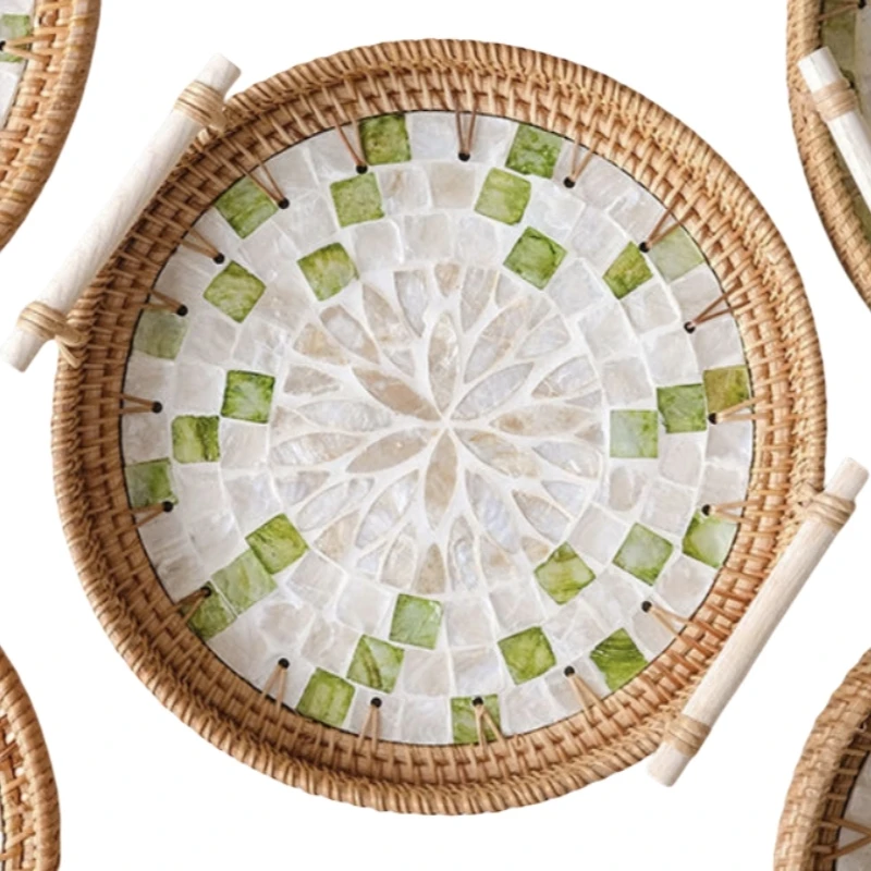 Artistic Rattan tray Nordic style decorative tray ornaments Restaurant style artifact 1