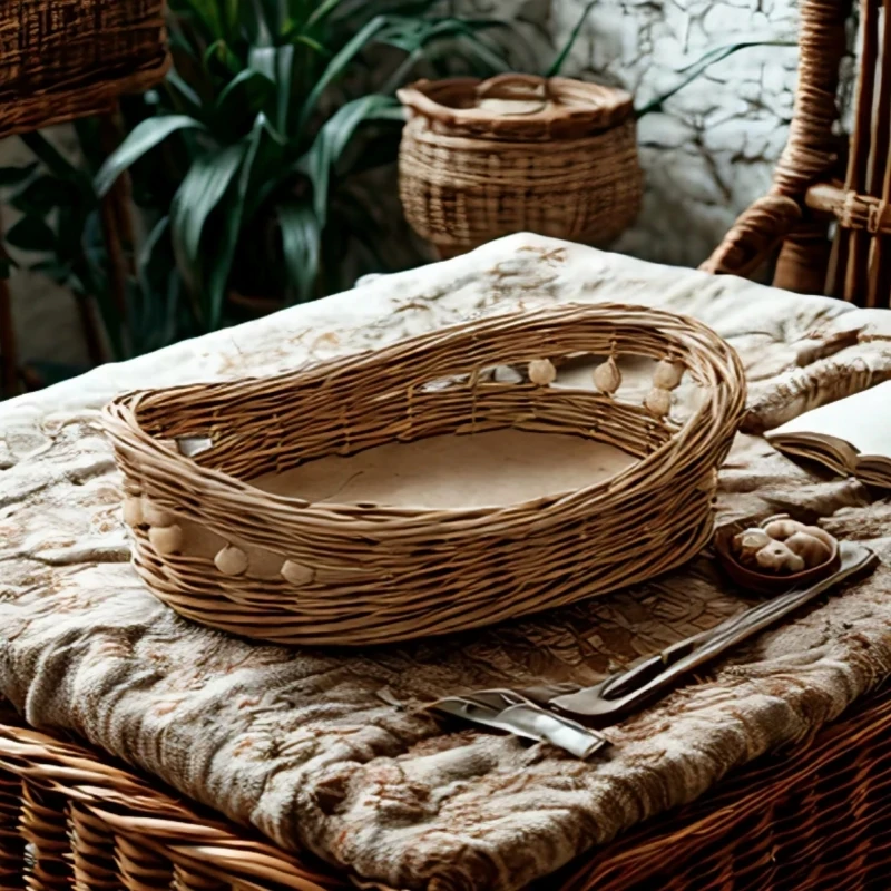 Basketgem Pastoral stil pil opbevaring bakker frugtkurv til stue og spisestue 1