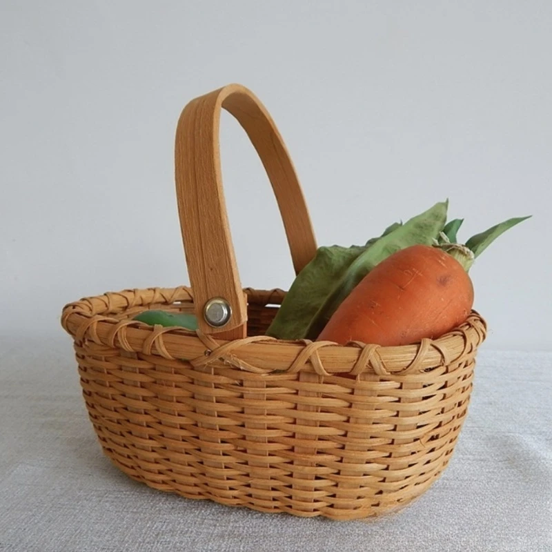 Wooden Storage Basket With Handle Design Outdoor Picnic Basket Shopping Basket 1