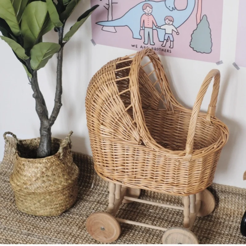 Forest style wicker doll stroller children's walker 1