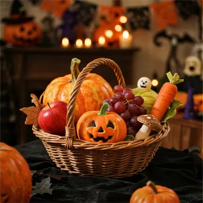 När handvävda korgar möter Halloween: en perfekt blandning av atmosfär och textur