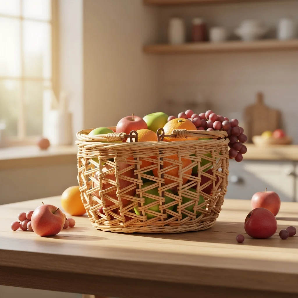 Cestino portaoggetti in vimini intrecciato fatto a mano, cestino portaoggetti portatile scavato 1