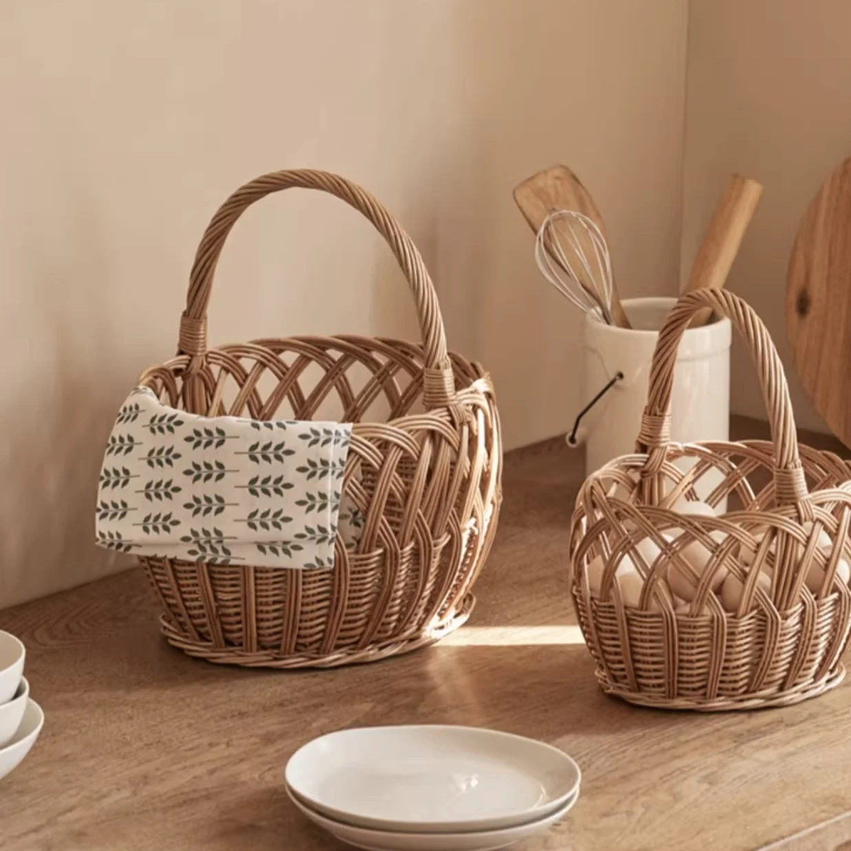 일본식 버드나무 손잡이 직조 수납 바구니 (도매/대량 공급용) 1