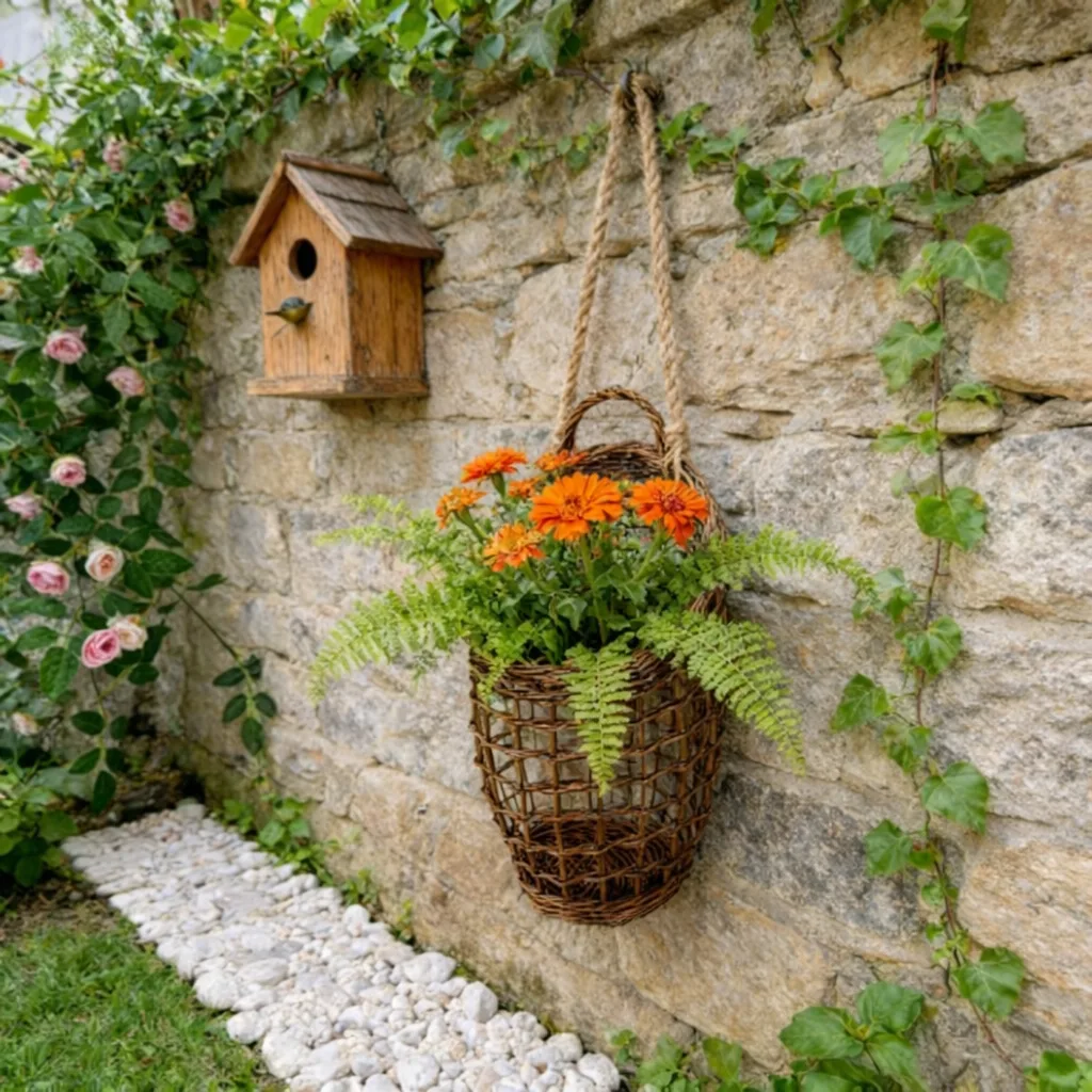 Custom Wicker Wall Hanging Basket with Handle for Hotel & Home Decor 1