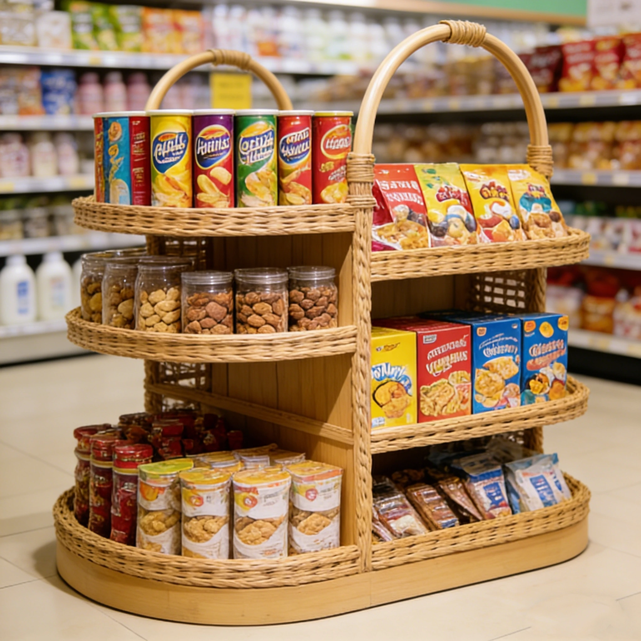 Willow Woven Display Racks  Supermarket Storage Baskets  Willow Woven Storage Rack 1