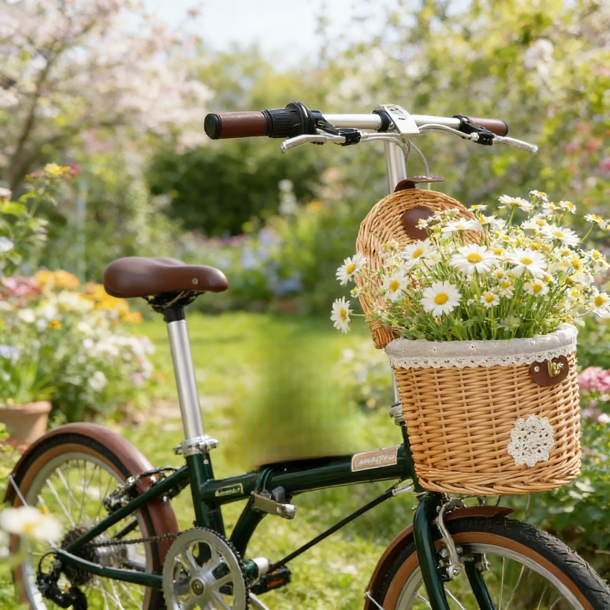 Hand-woven wicker bicycle storage basket – suitable for various bicycle models and providing convenient storage. 1