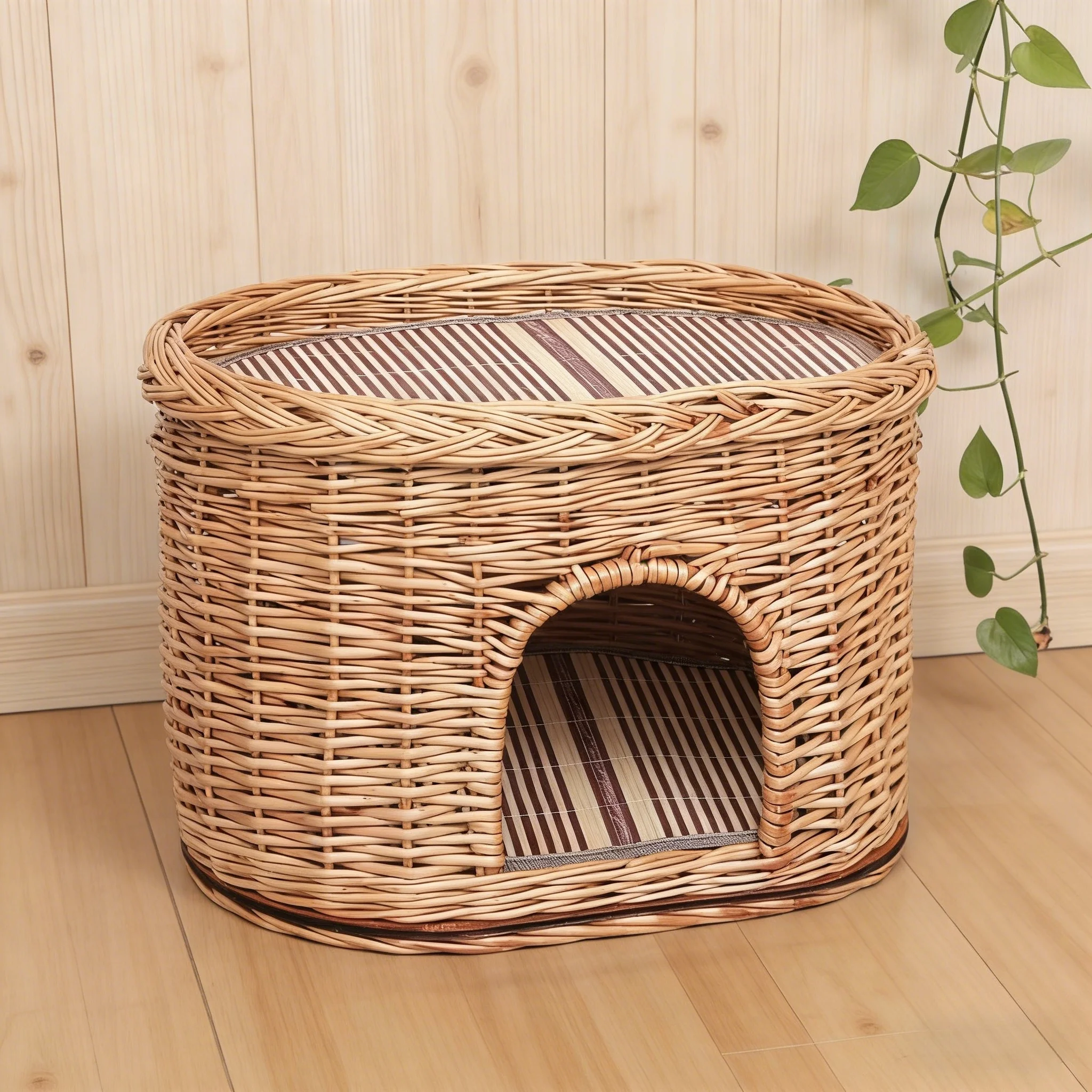 Cuccia per gatti in vimini intrecciato a mano, mobili per animali domestici in materiali naturali, possibilità di personalizzazione, fornitura stabile. 1