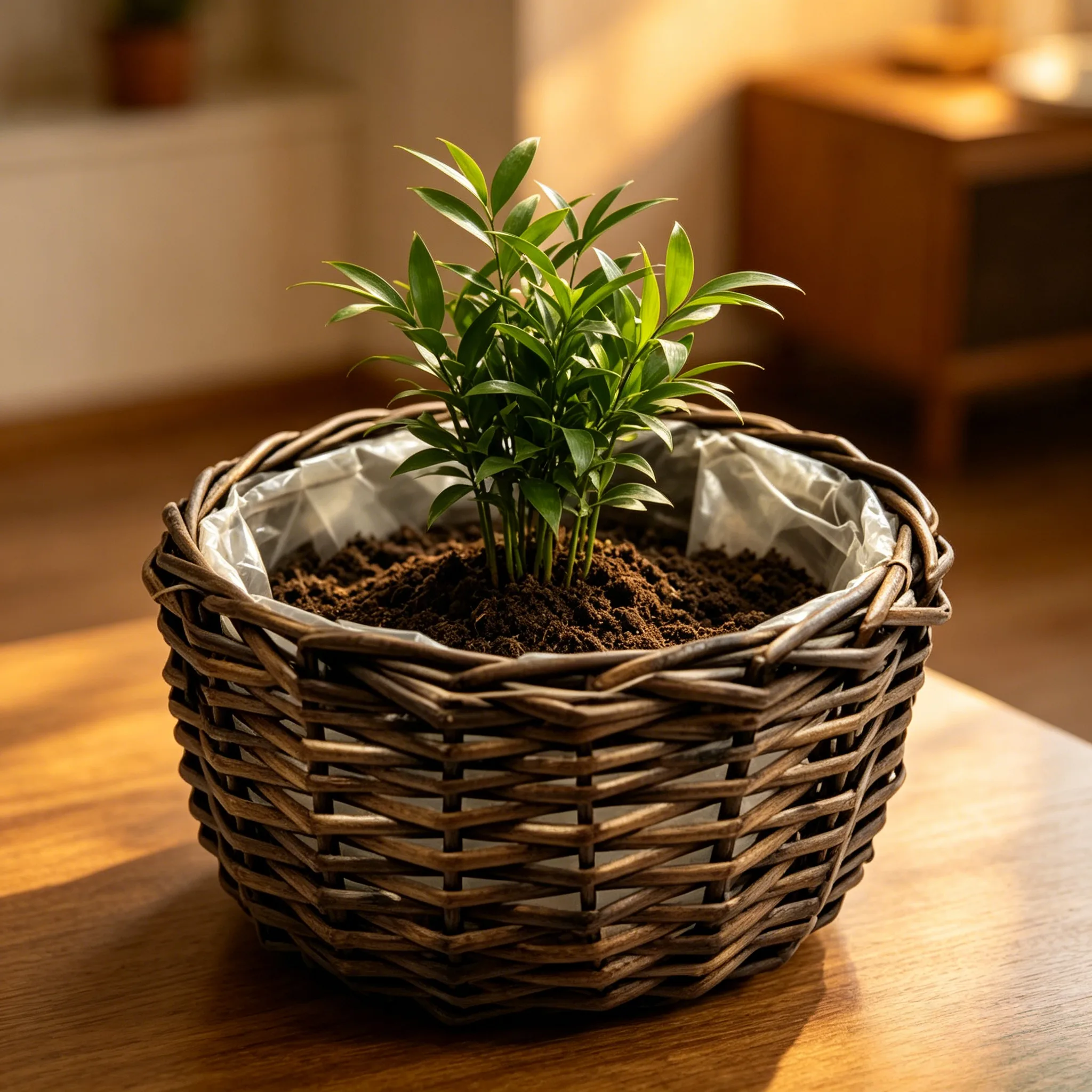 Håndflettet naturlig fletkurv, brugerdefineret vintage plantekurv til hjemme-, hotel- og kontorindretning 1