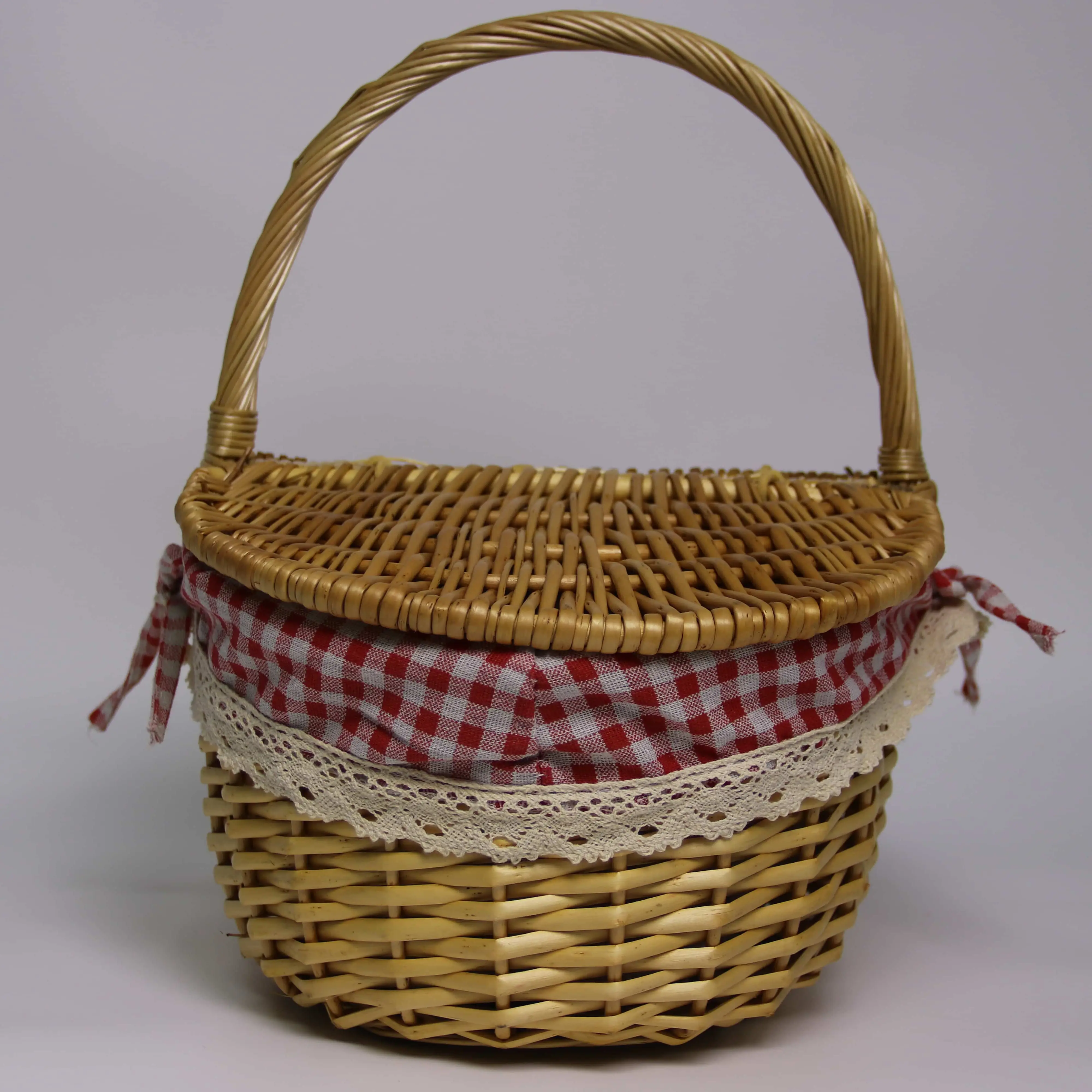 Willow Picnic Basket with Flap Cover and Lining-1 3