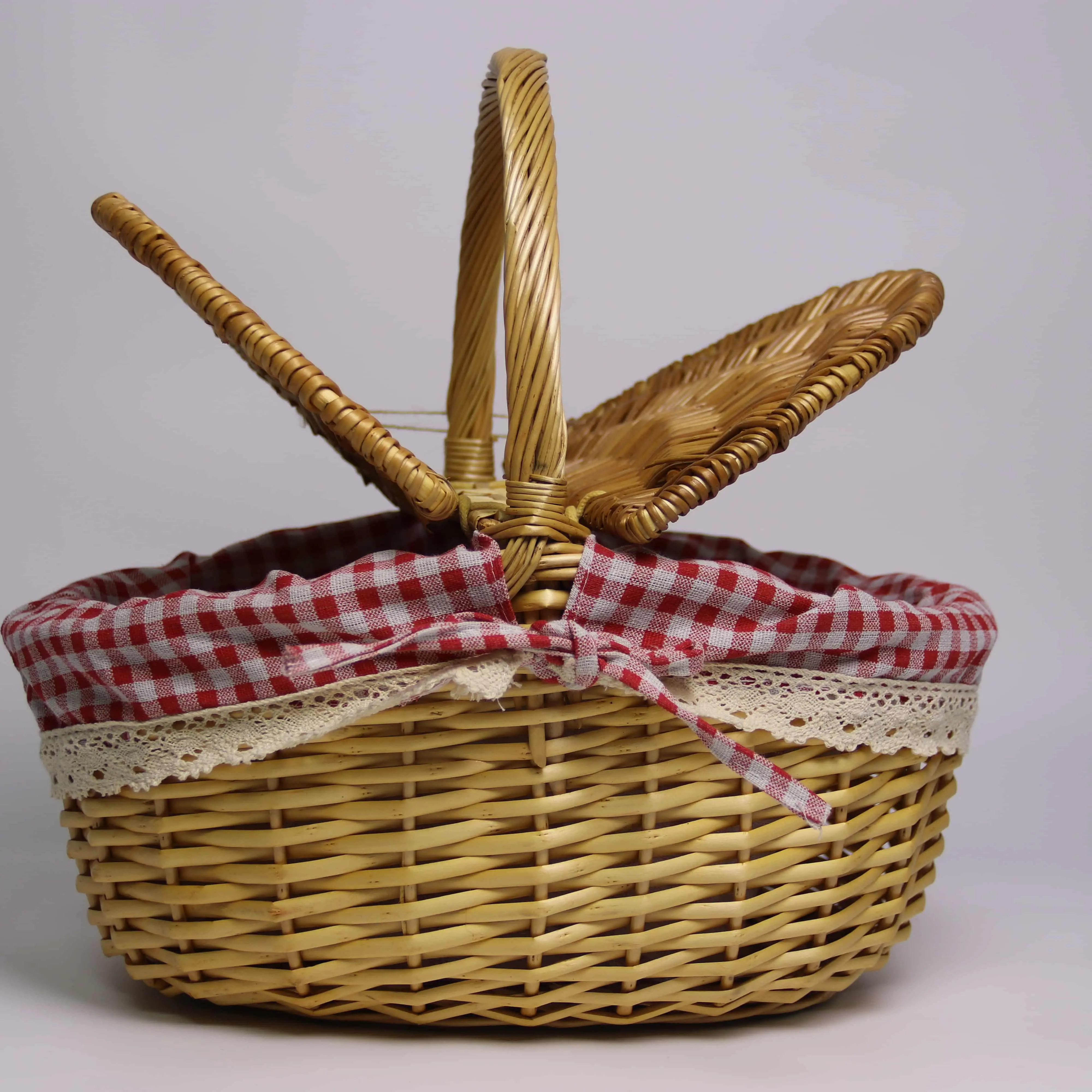 Willow Picnic Basket with Flap Cover and Lining-1 6