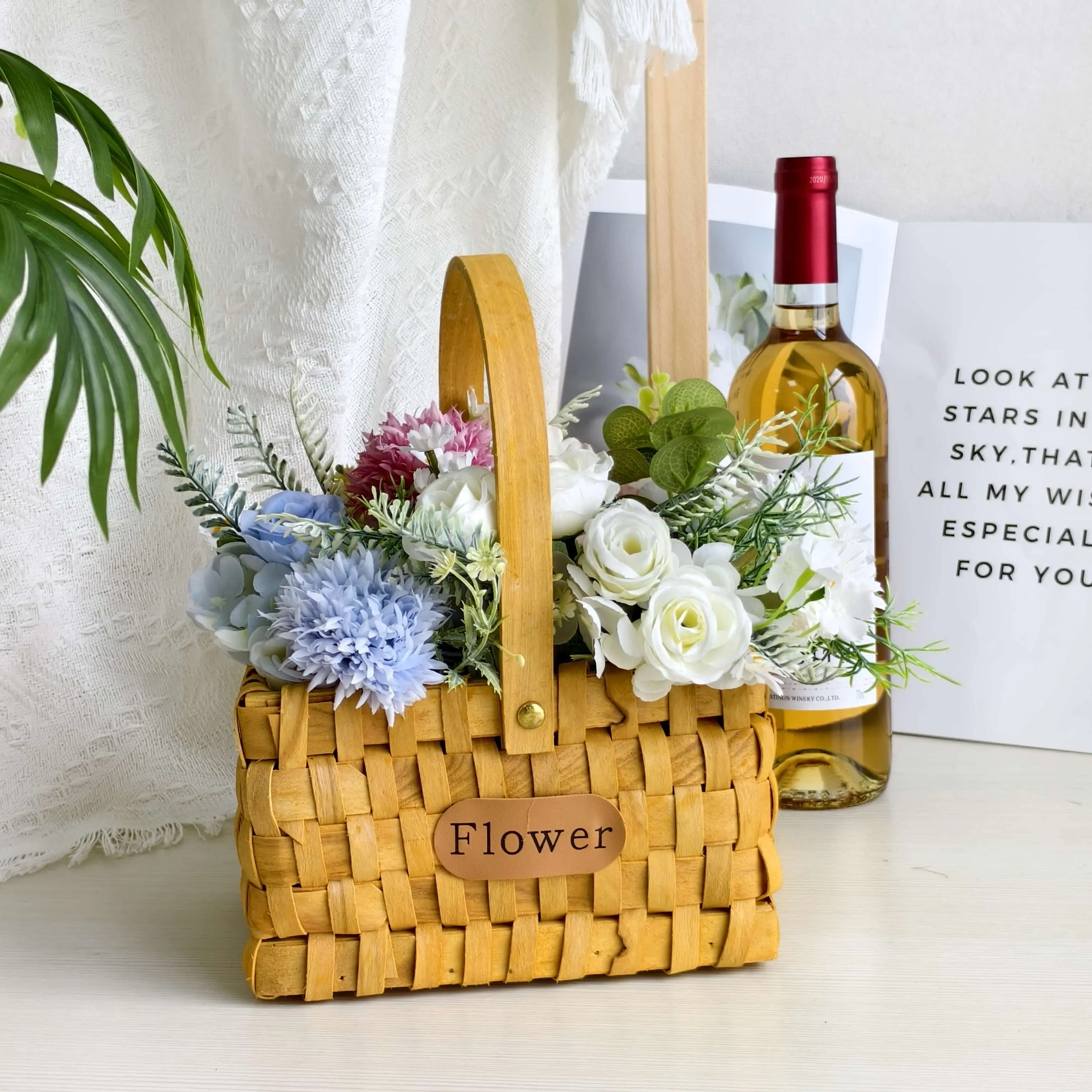 Wicker Basket with Wood Handles by BasketGem 3