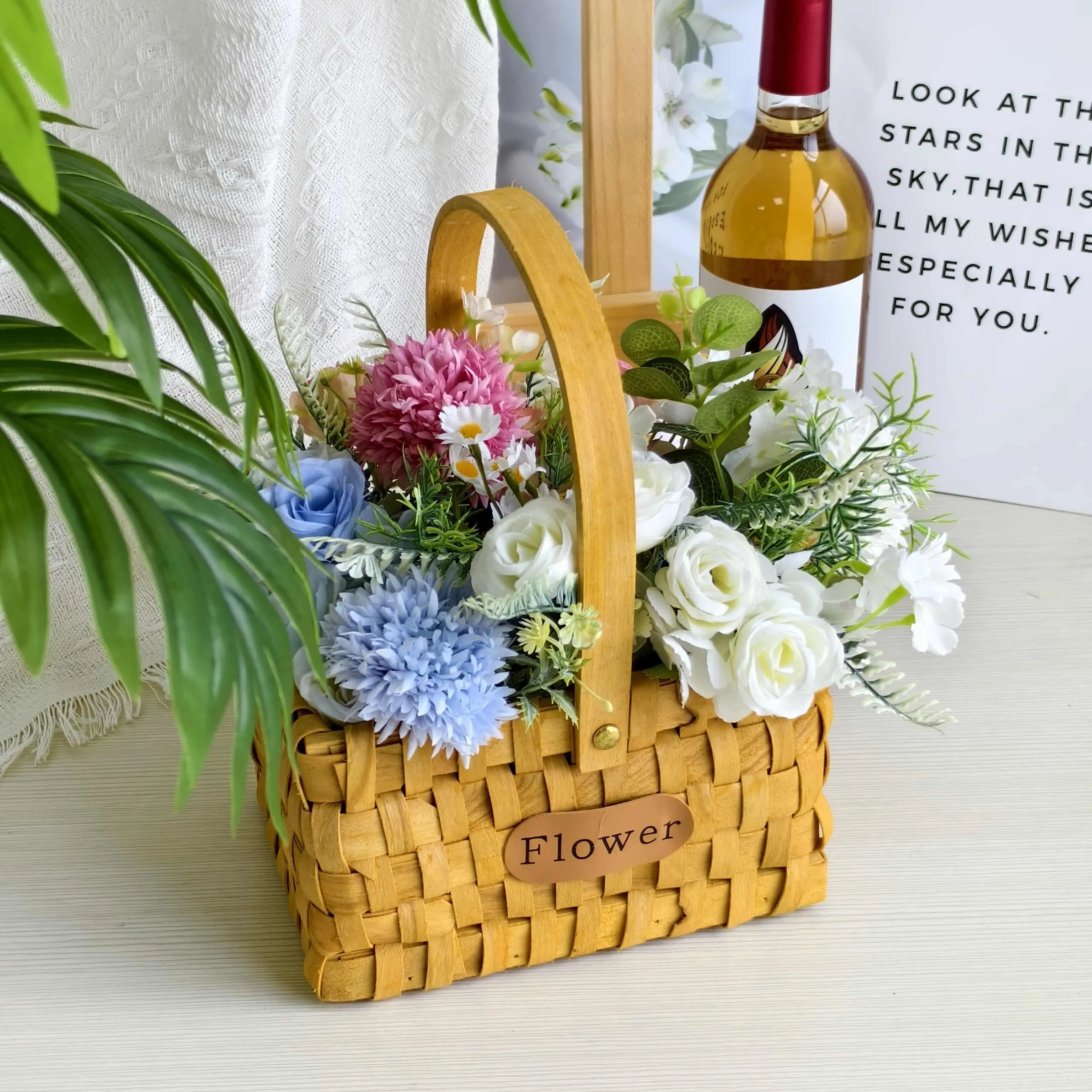 Wicker Basket with Wood Handles by BasketGem 4