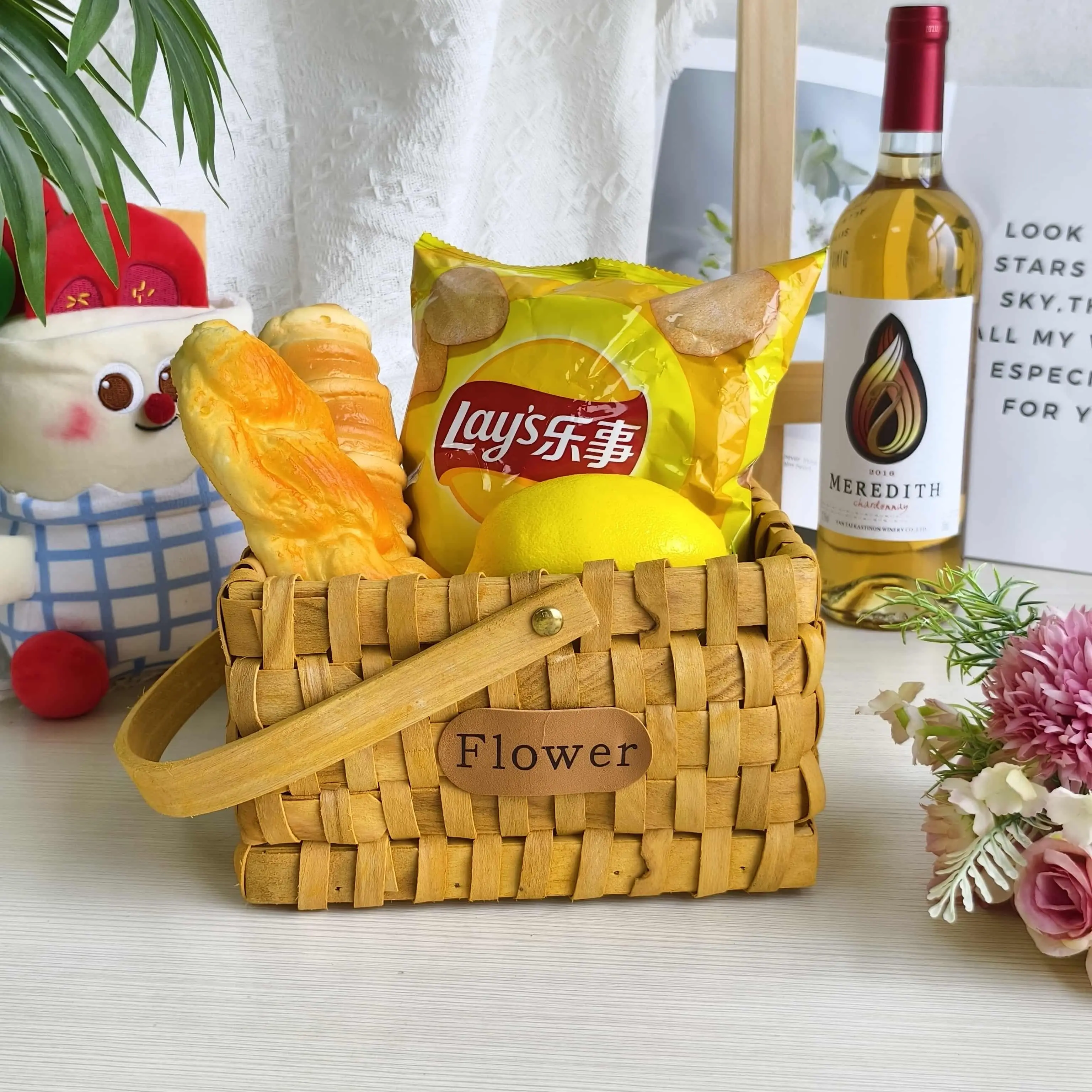 Wicker Basket with Wood Handles by BasketGem 6