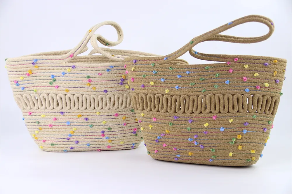 Basket Gem  One-shoulder and Open Carving  Large Capacity  Cotton Thread Bag  Environmental Materials   Degradable-1 3