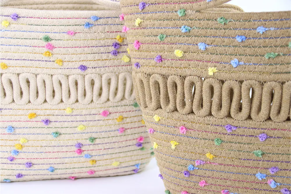 Basket Gem  One-shoulder and Open Carving  Large Capacity  Cotton Thread Bag  Environmental Materials   Degradable-1 4