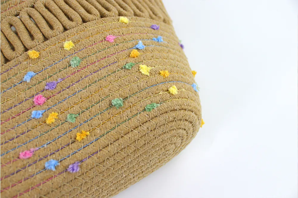 Basket Gem  One-shoulder and Open Carving  Large Capacity  Cotton Thread Bag  Environmental Materials   Degradable-1 7