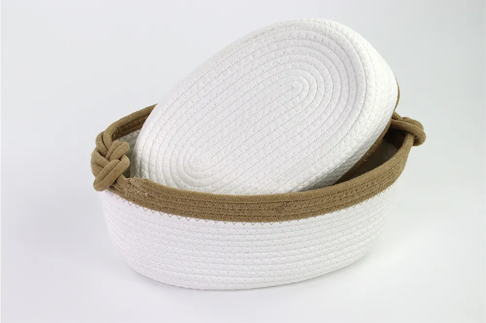 Simple and Generous Cotton Rope Basket with Handles and Various Sizes BasketGem-1 8
