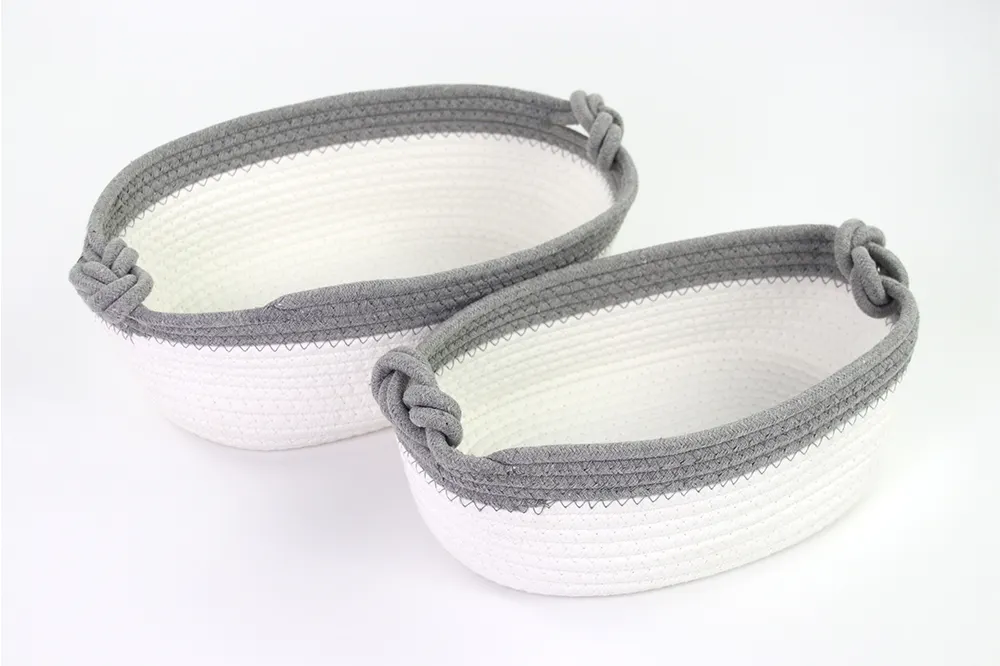 Simple and Generous Cotton Rope Basket with Handles and Various Sizes BasketGem-1 6