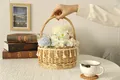Basket Gem  Hand Willow Arranging Flowers Basket Wedding Outdoors Flower Basket with Laces Decoration-1 2
