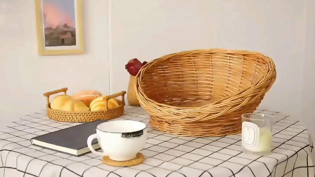 Pastoral style unique shape Willow Storage Trays- being easy to take foods Basket Gem 1
