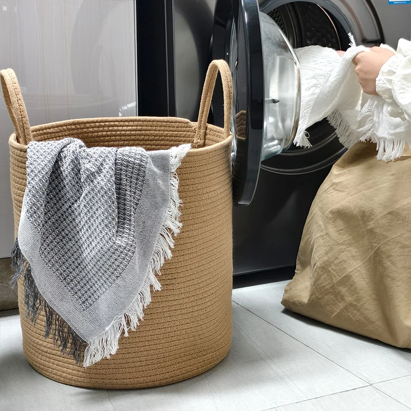 Home dirty clothes storage basket khaki color laundry basket  various sizes-Basket Gem 1