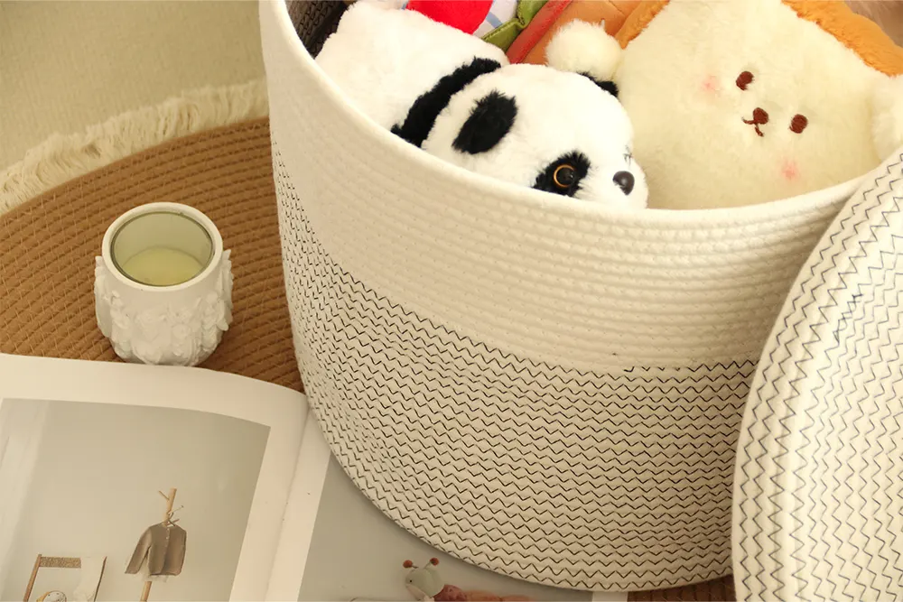 Custom Cotton Rope Laundry Basket - - BasketGem 3
