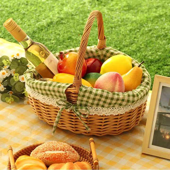 Cesto Portatutto In Vimini Naturale Con Manico Ad Arco – Grande 68x49x28 Cm - 3