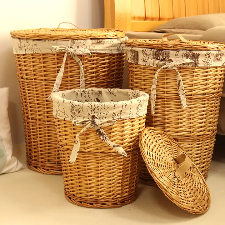 大きな ウィロー ランドリーバスケット 脱衣かご 2種 収納バスケット