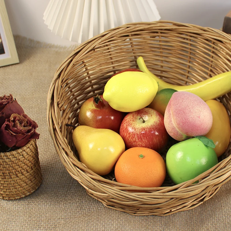 牧歌的なスタイルのユニークな形状の柳の収納トレイ - 食べ物を取り出しやすいバスケットジェム