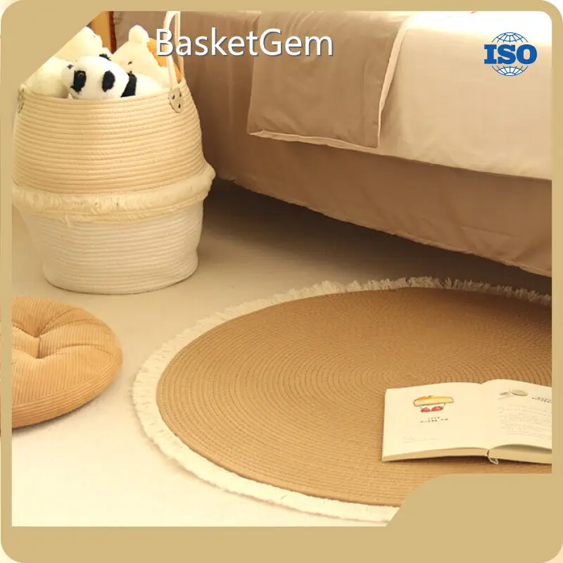 Custom Cotton Woven Rug - - BasketGem-1 1