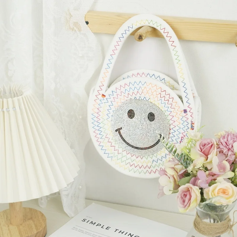 Borsa di corda in cotone Mashi in borsetta, match e una borsa per il viso sorridente con una spalla personalizzata 1