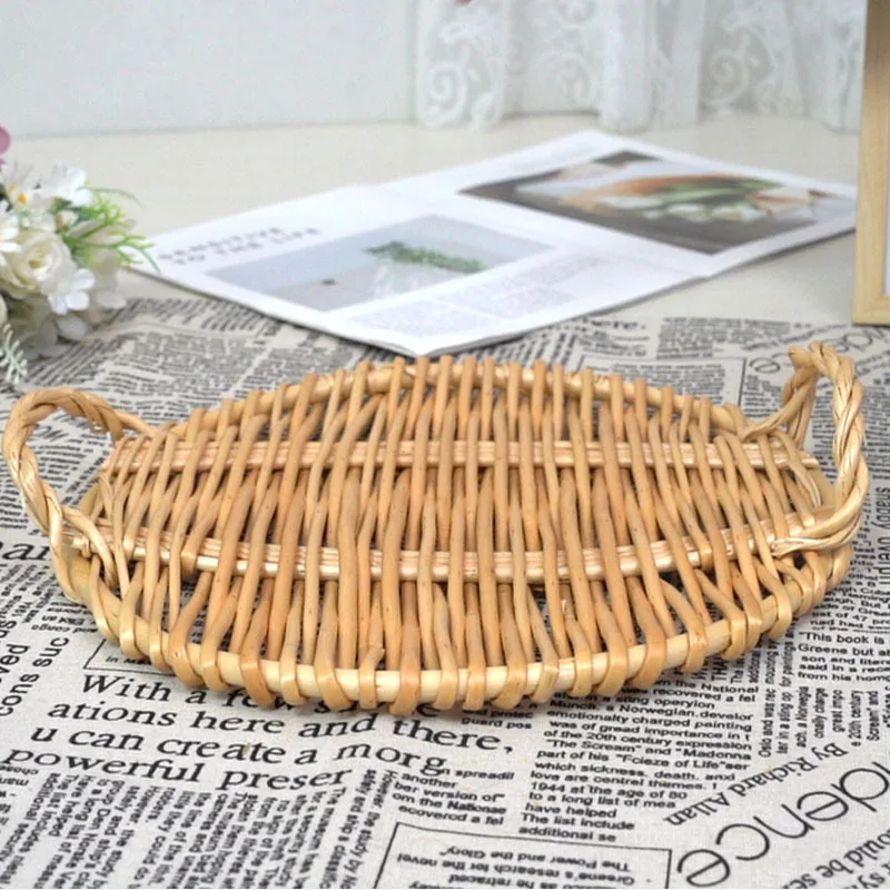 カスタマイズされている自然な手織りストレージトレイ自然スタイル