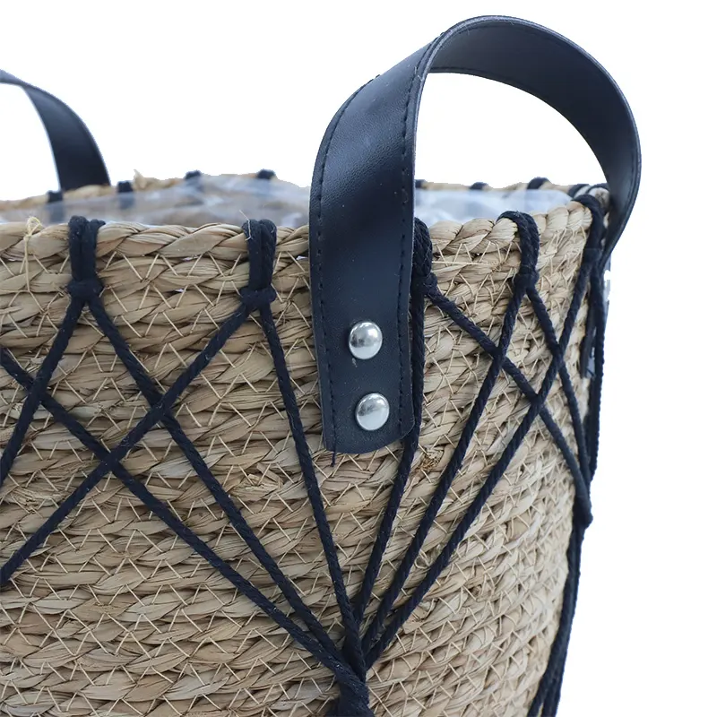 Straw Plant Pot - - BasketGem 6