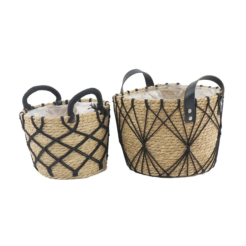 Straw Plant Pot - - BasketGem 9