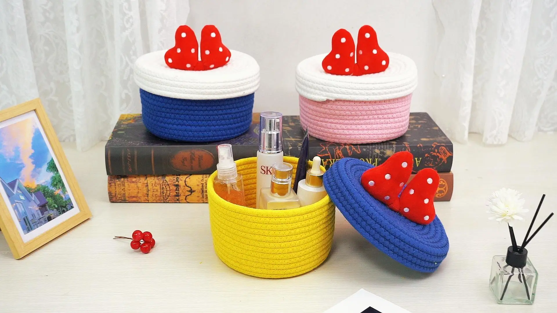 Cotton-woven Storage Basket   Environmentally-friendly Home Storage Basket    Cotton-woven Organizing Basket 1