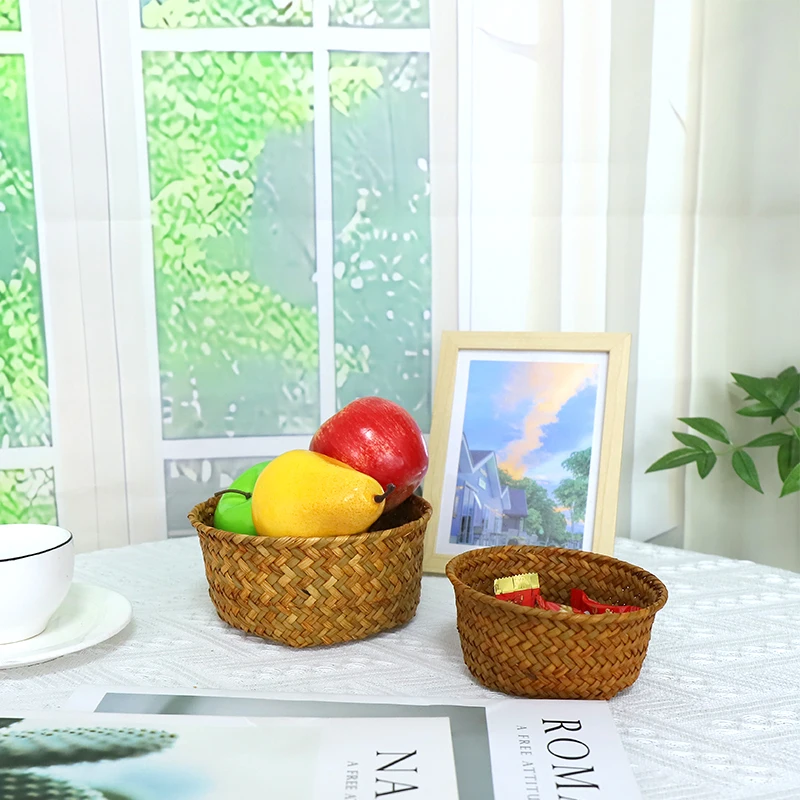 Basket Gem straw fruit basket  various sizes   simple style 1