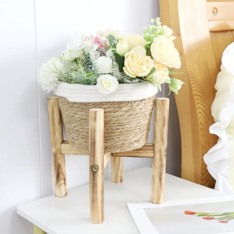Blumentopf aus Stroh, nordischer minimalistischer Stil, universeller Blumentopf für drinnen und draußen, unterstützt individuelle Anpassung 1