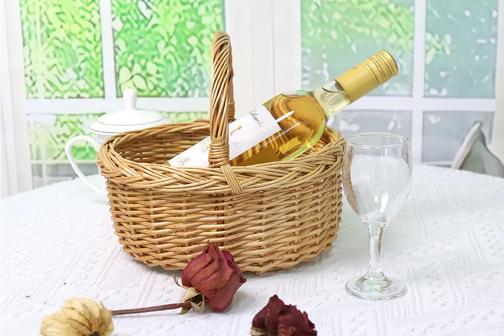Willow Flower Basket   Willow Handle   Round Shape Design   Basket Gem-1 2