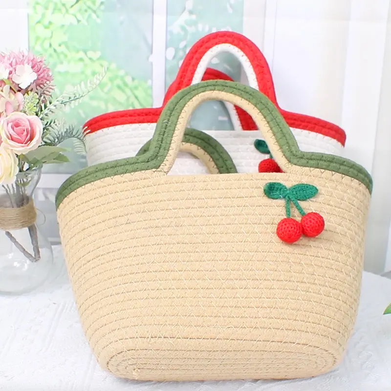 Custom Cotton Crochet Bag Cotton Weaving Wholesale - BasketGem 2
