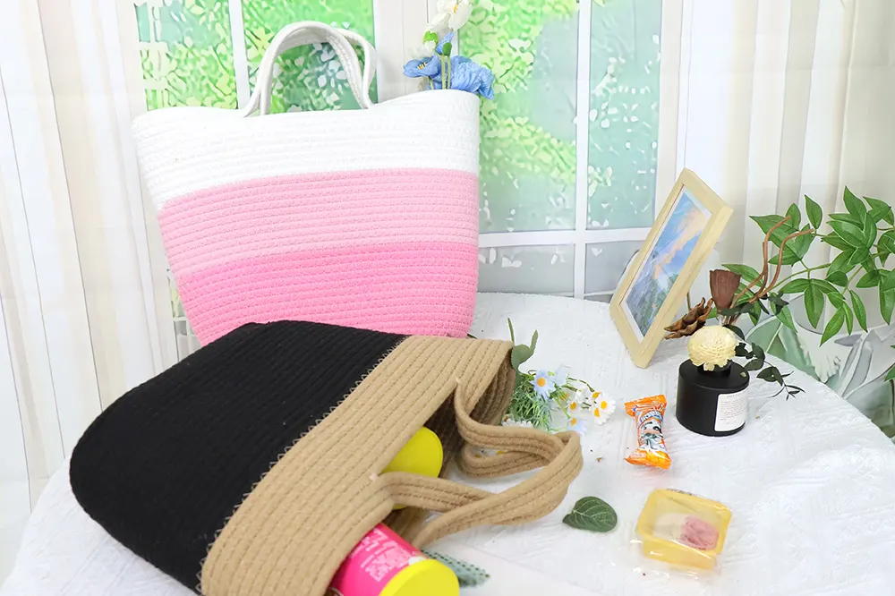 Crochet Cotton Tote Bag Cotton Weaving Wholesale - BasketGem 6