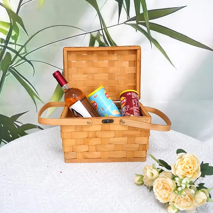 ナチュラルウッド編み込みバスケット 楽天市場】かご バスケット ランチボックスバスケット L&S 2個セット