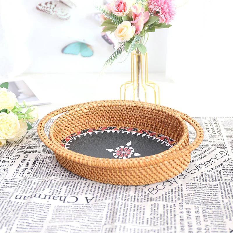 Vassoio portaoggetti in rattan leggero in stile nordico squisito, può essere utilizzato per la decorazione della casa 1