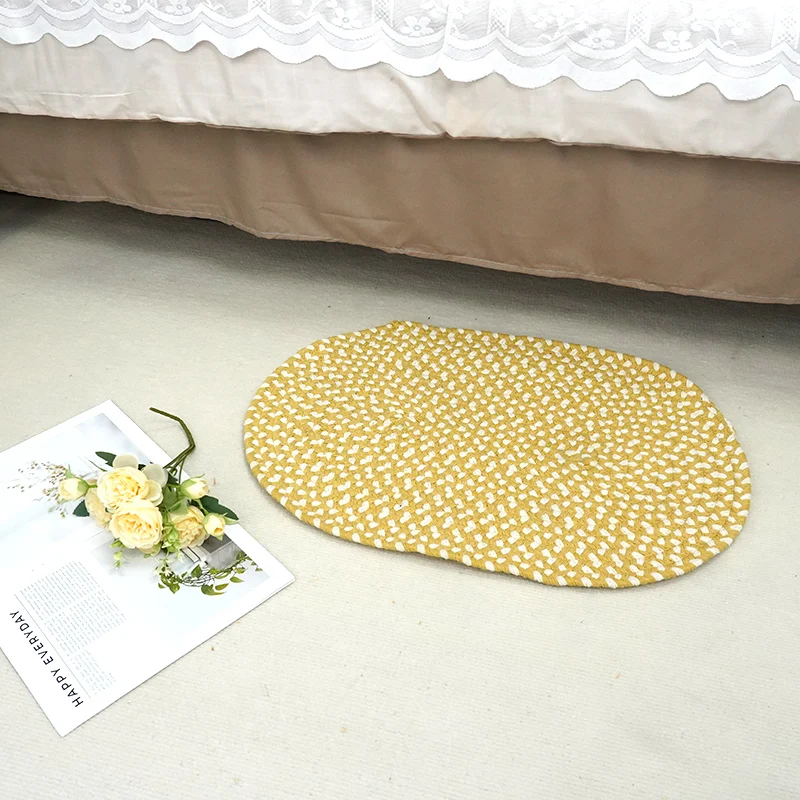 Tappeto in cotone Zerbino d&39;ingresso in cotone intrecciato su misura Tappeto da comodino minimalista nordico in cotone intrecciato per la camera da letto 1