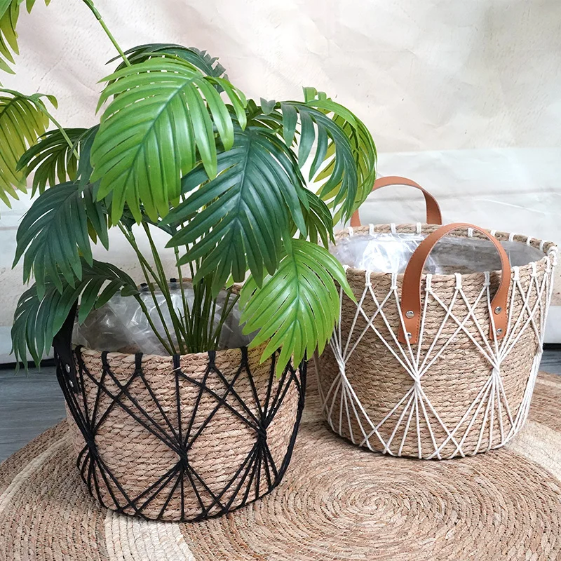 Vaso per fiori in paglia intrecciata Vaso per fiori biodegradabile ed ecologico Fornitura diretta dal produttore 1